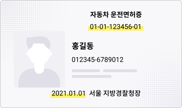 운전면허증 발급일자 예시 이미지, 예시 01-01-123456-01